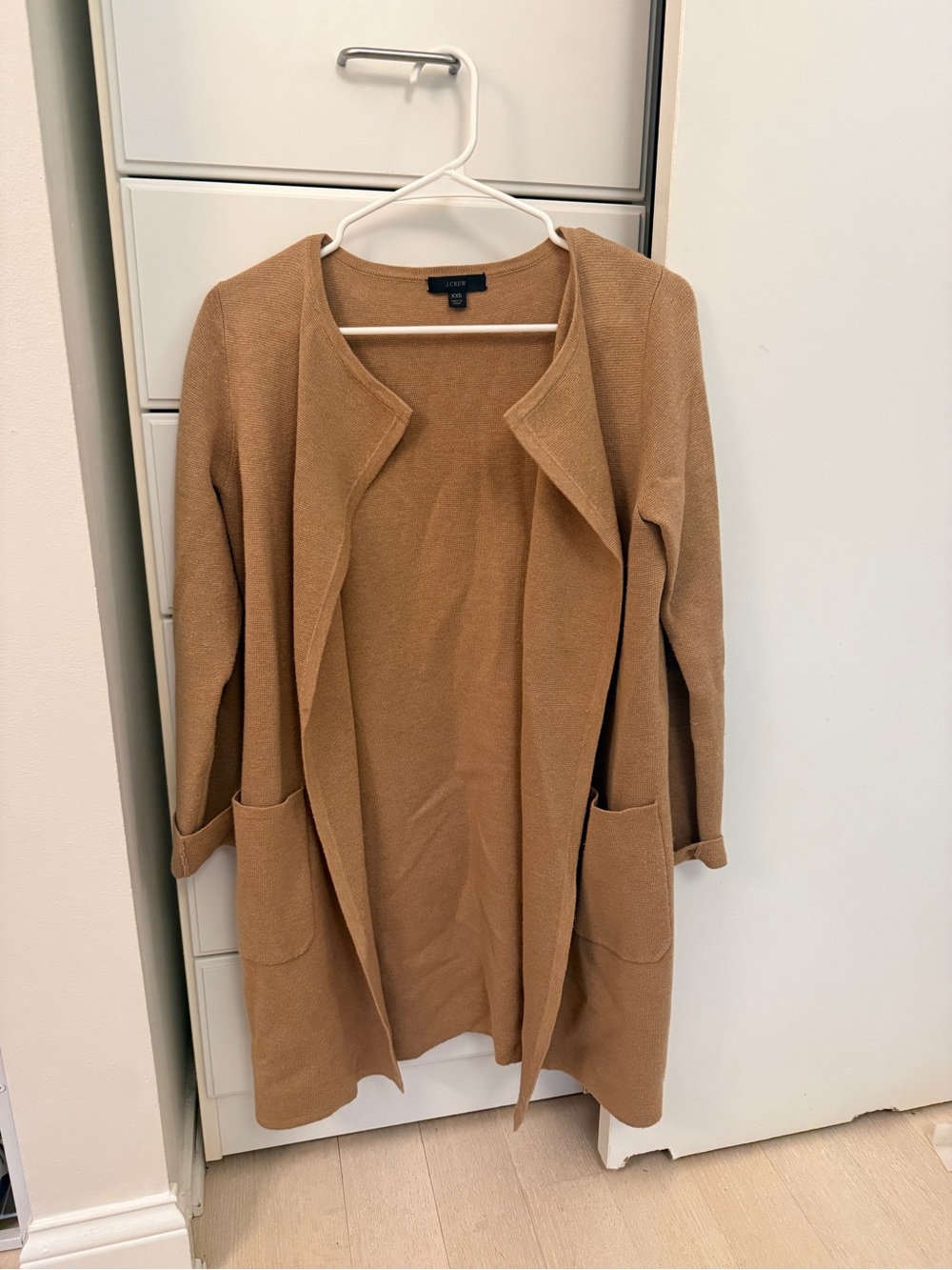 J. Crew Camel Open-Front Pocketed Cardigan